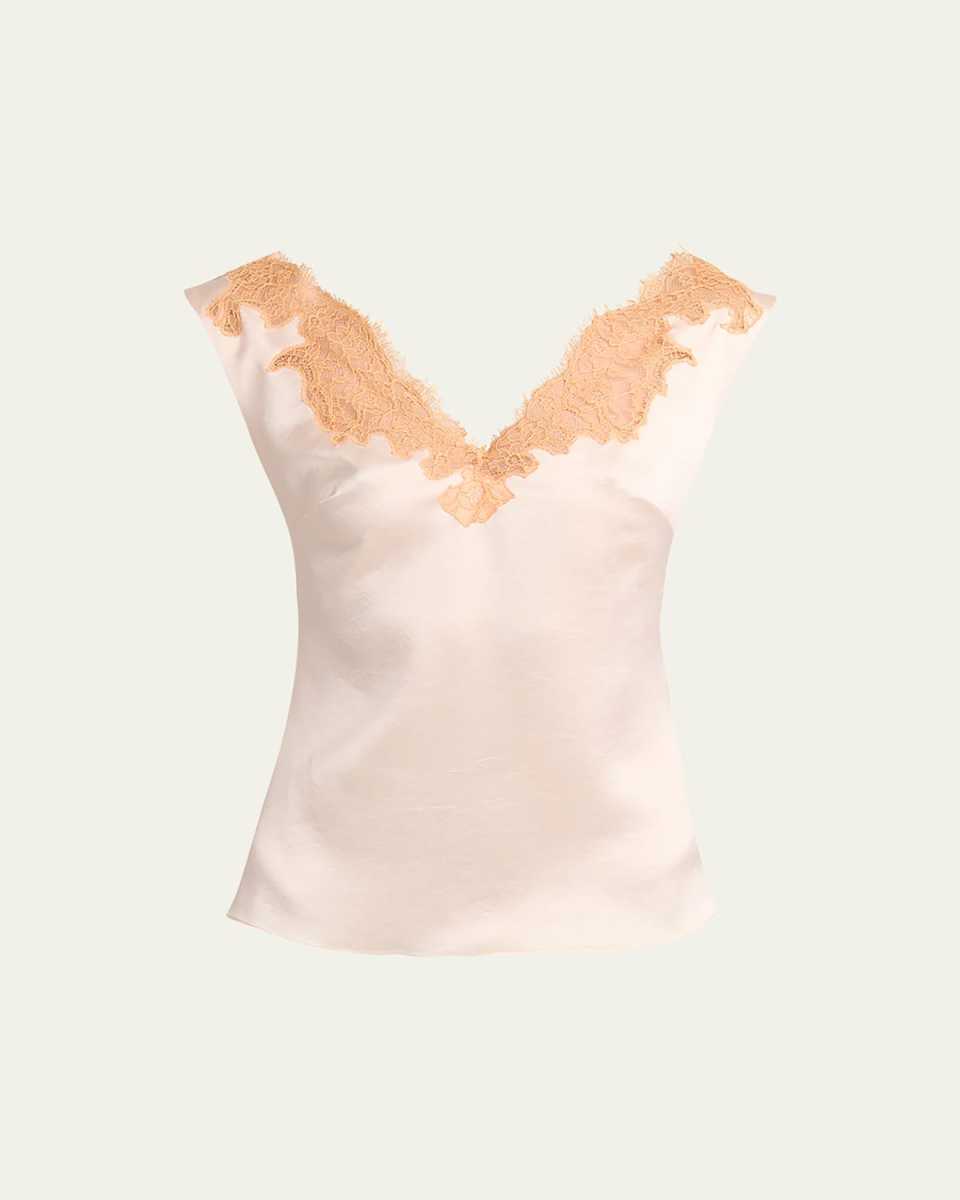 Lace Inset Satin Sleeveless Top